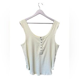 We the Free Ribbed Henley Tank – Light Green – XL